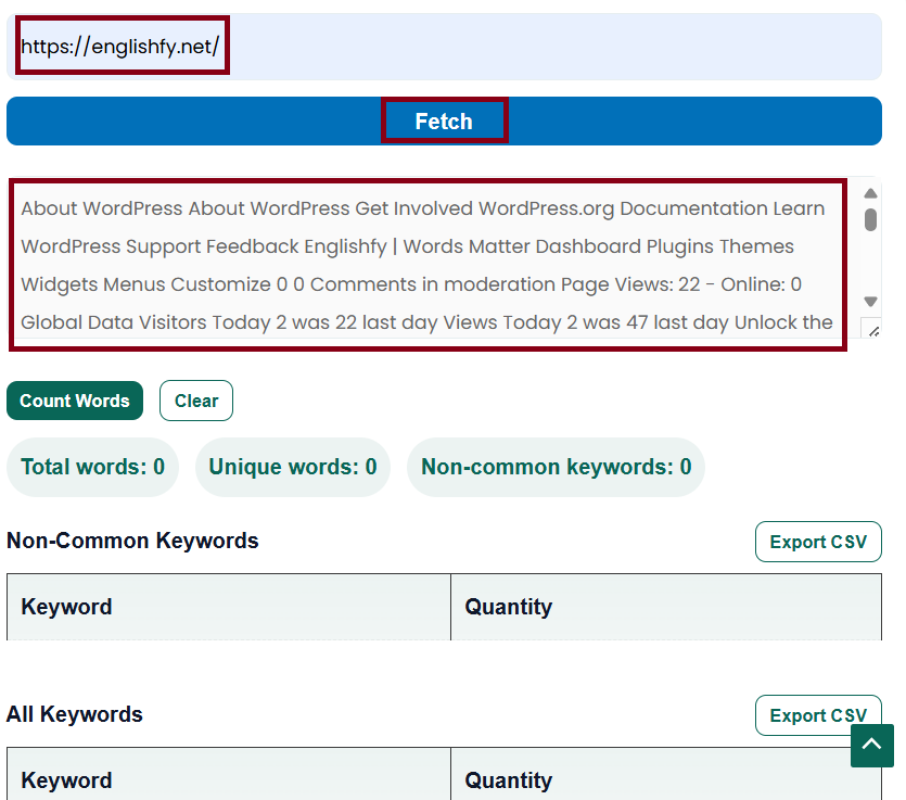 webpage word counter