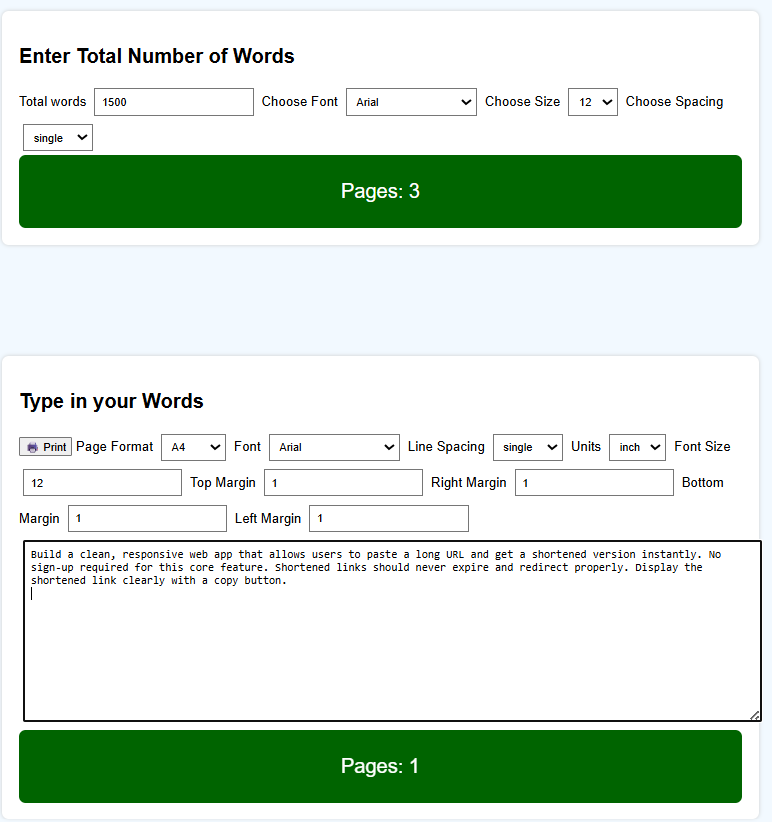 how many words per page